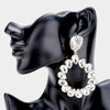 Large Clear Crystal Teardrop Hoop Pageant Earrings on Gold