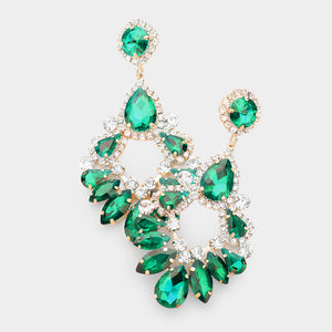 Large Emerald Crystal Teardrop Chandelier Earrings