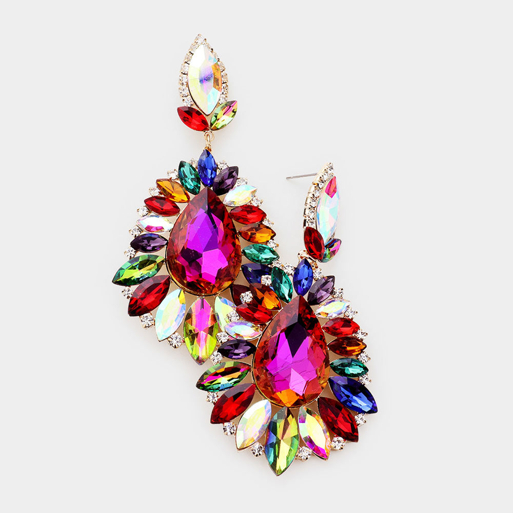 Large Multi-Color Pageant Earrings