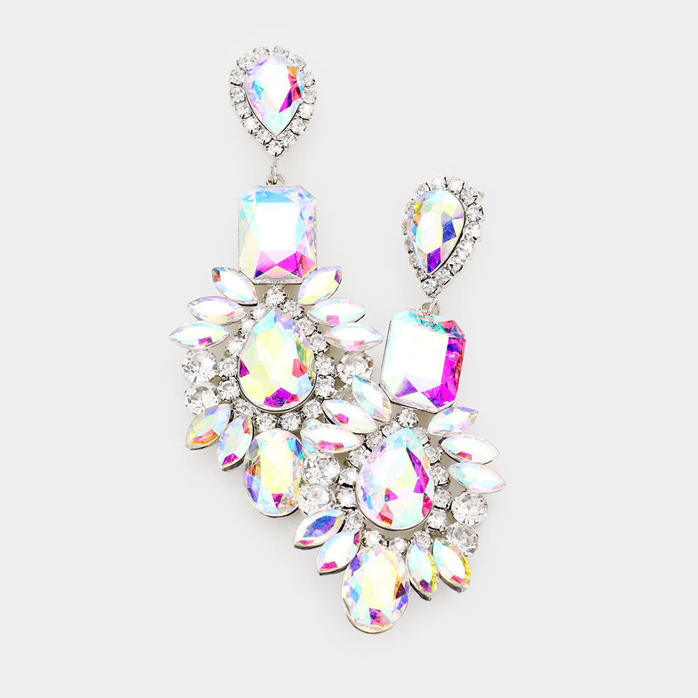 AB Crystal Multi Stone Chandelier Earrings