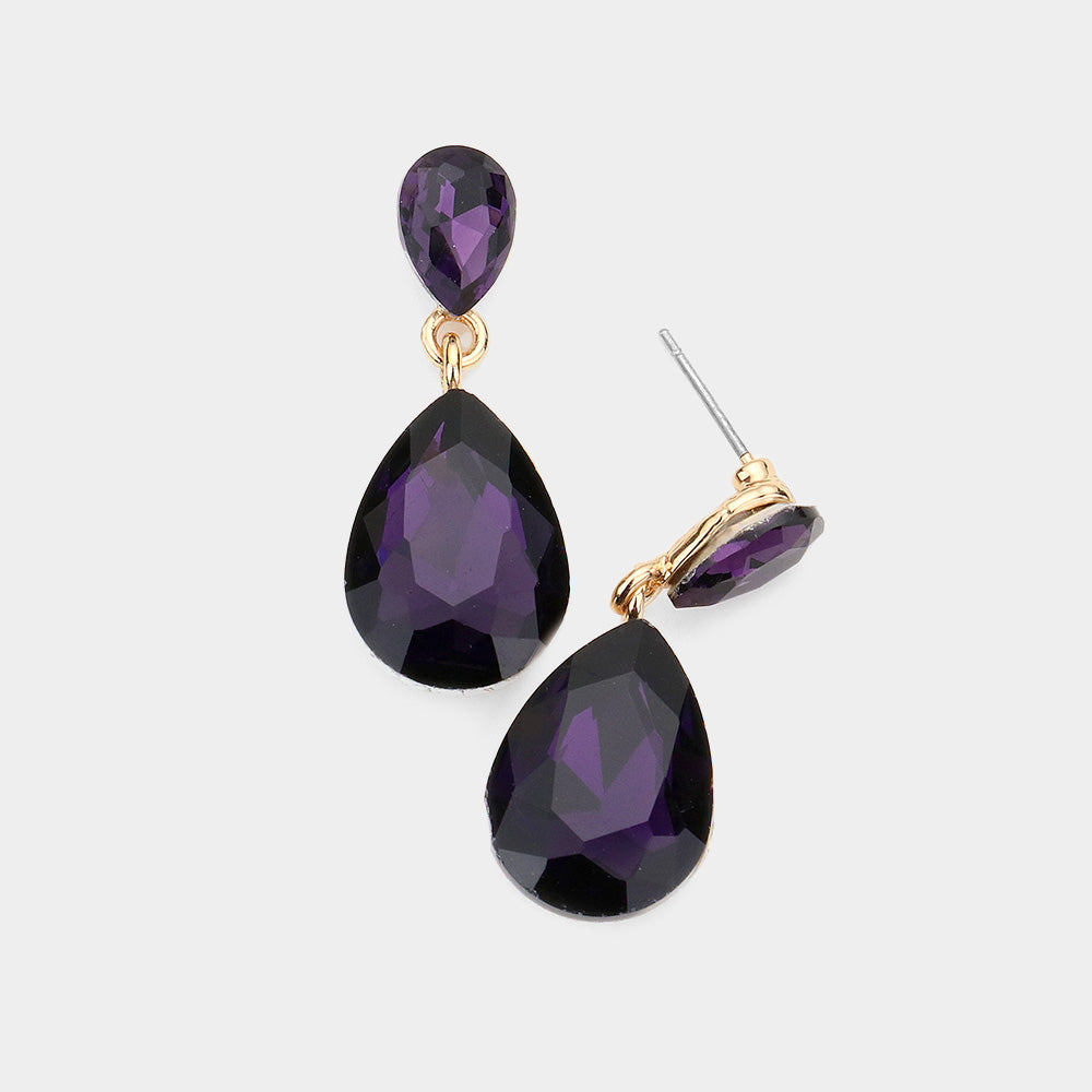 Small Purple Crystal Teardrop Dangle Earrings | Little Girls | Older Girls Interview