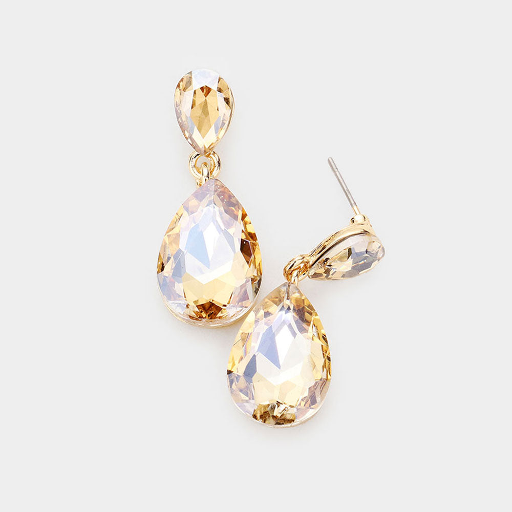 Small Topaz Crystal Teardrop Dangle Earrings | Little Girls | Older Girls Interview