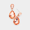 Small Peach Crystal Teardrop Dangle Earrings on Rose Gold| Little Girls | Older Girls Interview