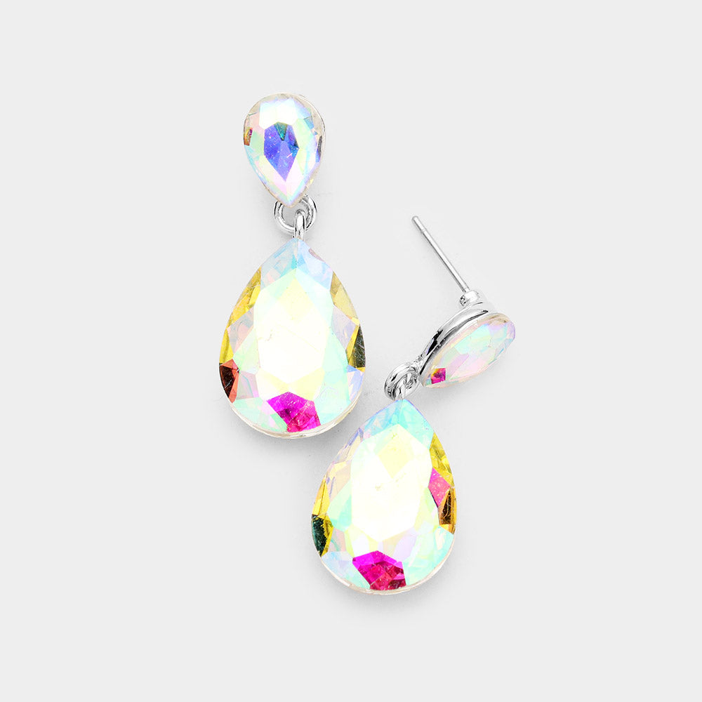 Small AB Crystal Teardrop Dangle Earrings | Little Girls | Older Girls Interview