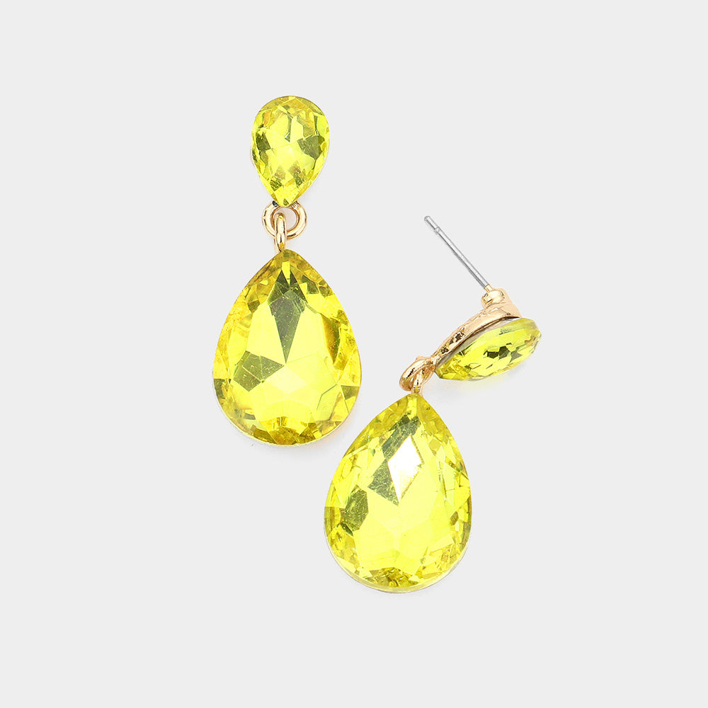 Small Yellow Crystal Teardrop Dangle Earrings | Little Girls | Older Girls Interview
