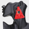 Red Crystal Embellished Abstract Door Knocker Pageant Earrings  | Prom Earrings