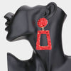 Red Crystal Stone Embellished Door Knocker Pageant Earrings  | Prom Earrings 