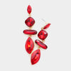 Red Geometric Crystal Stone Dangle Earrings on Gold | Pageant Earrings 