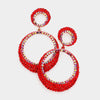 Red Rhinestone Embellished Hoop Earrings | 3"