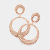 Peach Rhinestone Embellished Hoop Earrings | 3" 