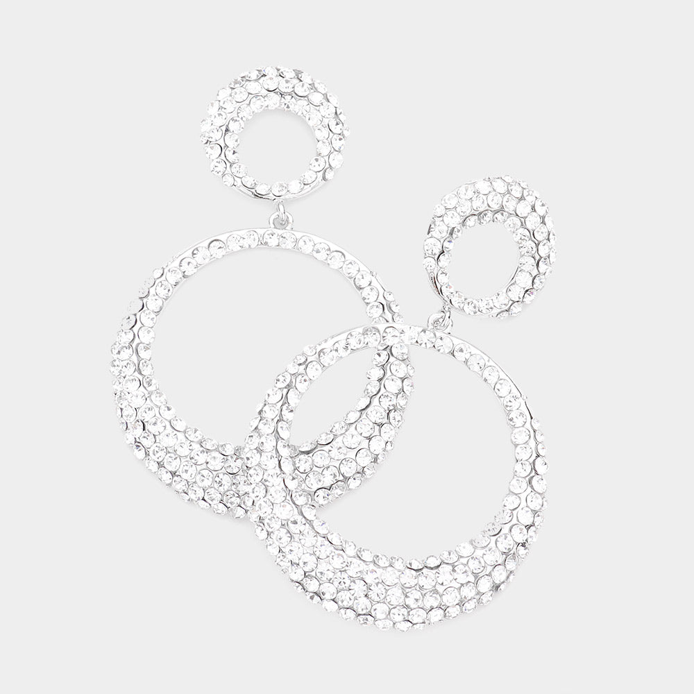 Clear Rhinestone Embellished Hoop Earrings | 3"