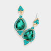 Emerald Teardrop Center Dangle Earrings | Pageant Earrings