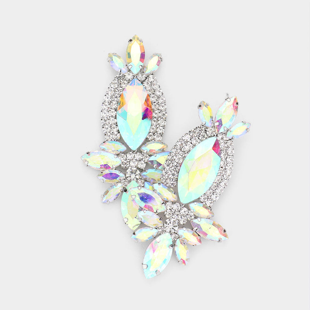 Elegant AB Marquise Stone Dangle Pageant Earrings  | Prom Earrings