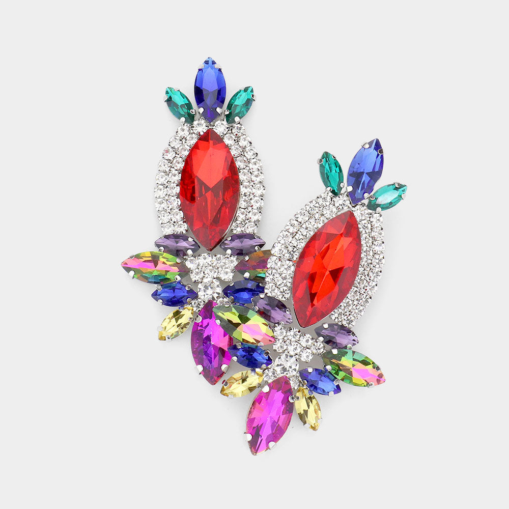 Elegant Multi-Color Marquise Stone Dangle Pageant Earrings  | Prom Earrings