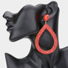 Red Rhinestone Open Teardrop Dangle Pageant Earrings  | Prom Earrings