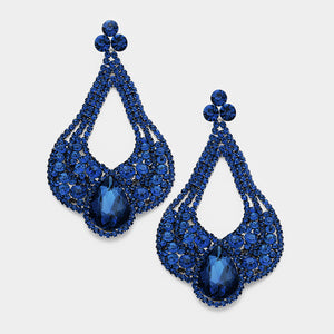 Large Chunky Cut Out Navy Crystal Teardrop Earrings | Tammy Lee's | 368871