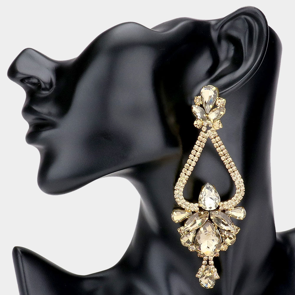 Topaz Crystal Multi Shaped Stone Chandelier Earrings | Statement Earrings