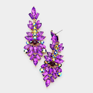 Purple Mix Shaped Crystal Pageant Earrings | Prom Earrings