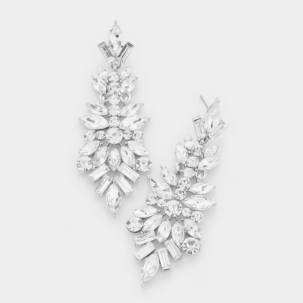 Clear Mix Shaped Crystal Pageant Earrings | Prom Earrings