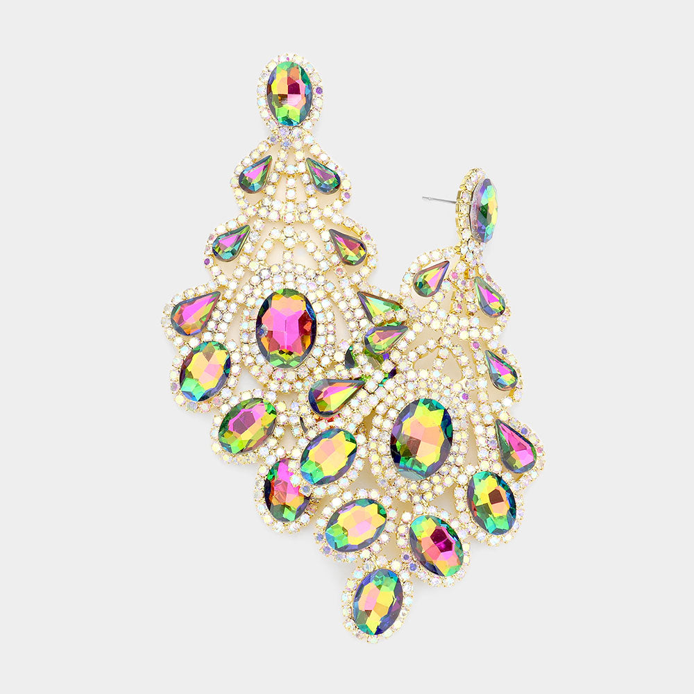 Oversized Multi-Color Crystal Statement Earrings