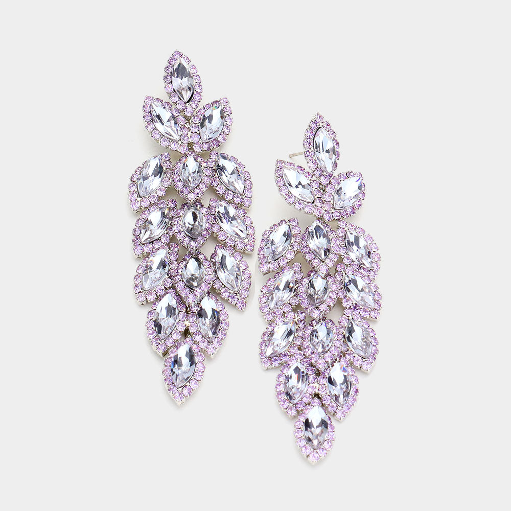 Long Lavender Crystal Marquise Earrings