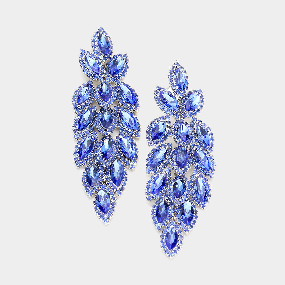 Long Light Blue Crystal Marquise Earrings | 514801