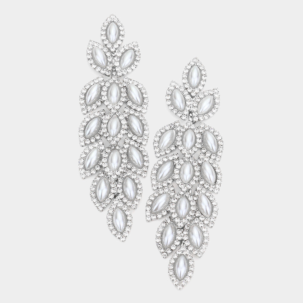 Long Pearl Marquise Earrings