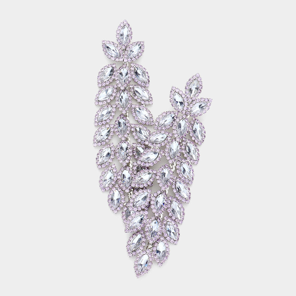Long Lavender Crystal Rhinestone Pageant Earrings