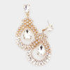 Clear Teardrop Circle Dangle Pageant Earrings on Gold | Prom Earrings