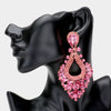 Large Pink Crystal Statement Pageant Earrings