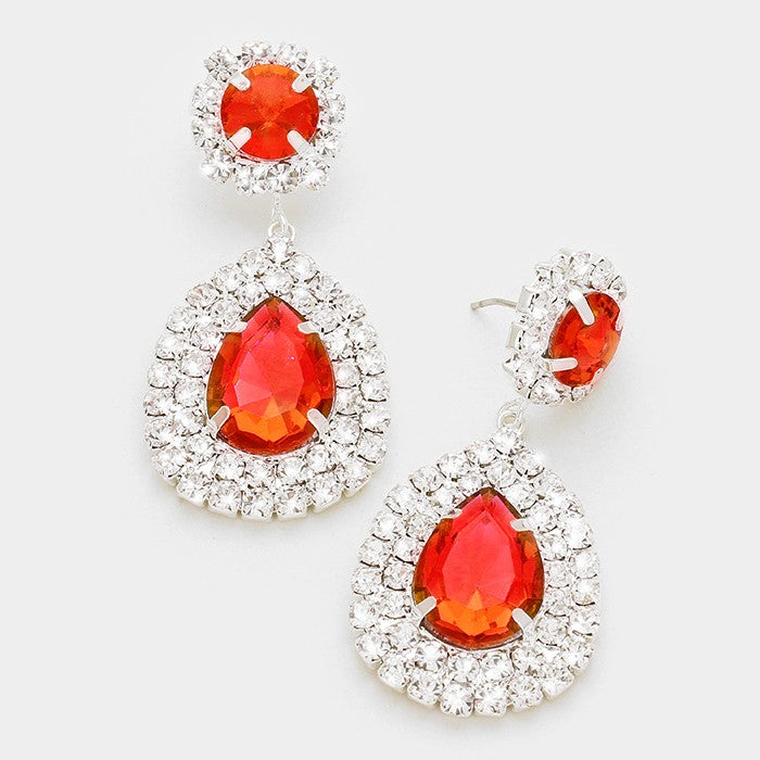 Red Crystal Teardrop Earrings