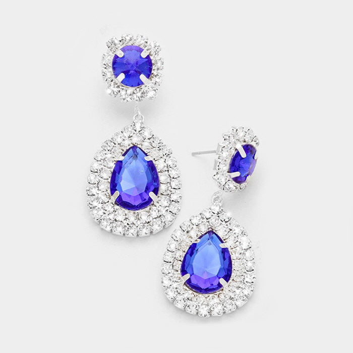 Blue Crystal Teardrop Earrings