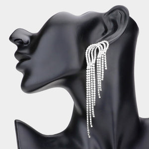 Multi Layered Rhinestone Fringe Pageant Earrings | Evening Earrings
