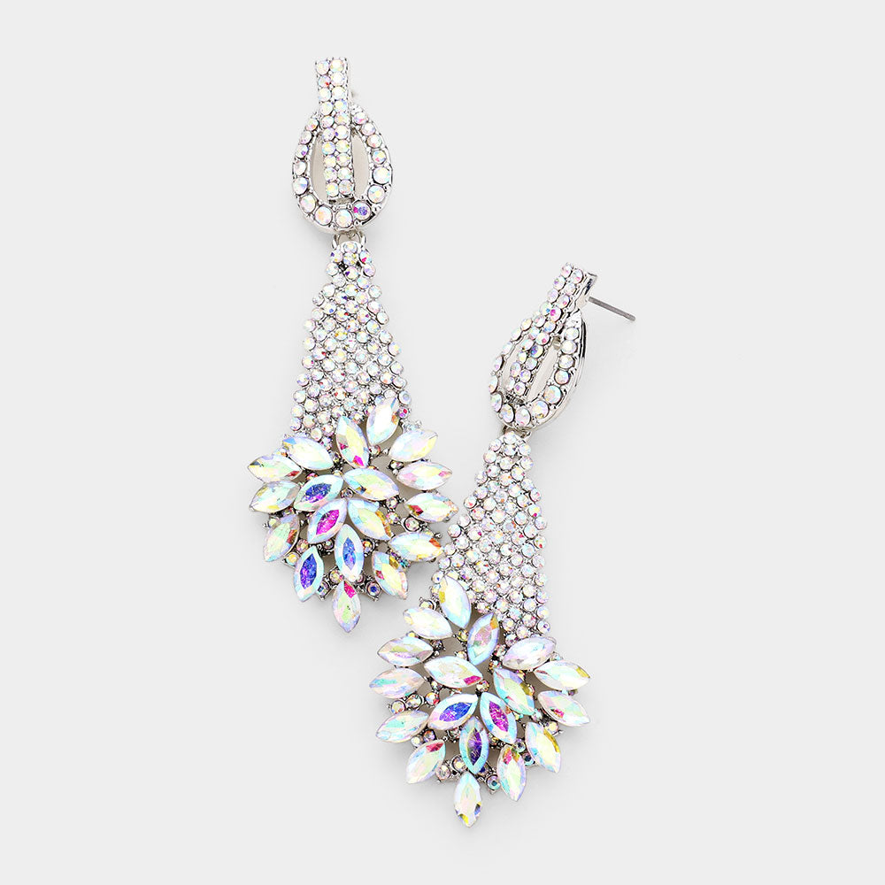 AB Crystal Abstract Cluster Pageant Earrings | Prom Earrings