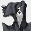 Clear Rhinestone Pave Fringe Pageant Earrings 