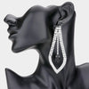 Clear Crystal Rhinestone Cut Out Chandelier Earrings on Black  | Pageant Earrings