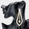 Clear Crystal Rhinestone Cut Out Chandelier Earrings on Gold | Pageant Earrings