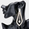 Clear Crystal Rhinestone Cut Out Chandelier Earrings on Rose Gold | Pageant Earrings