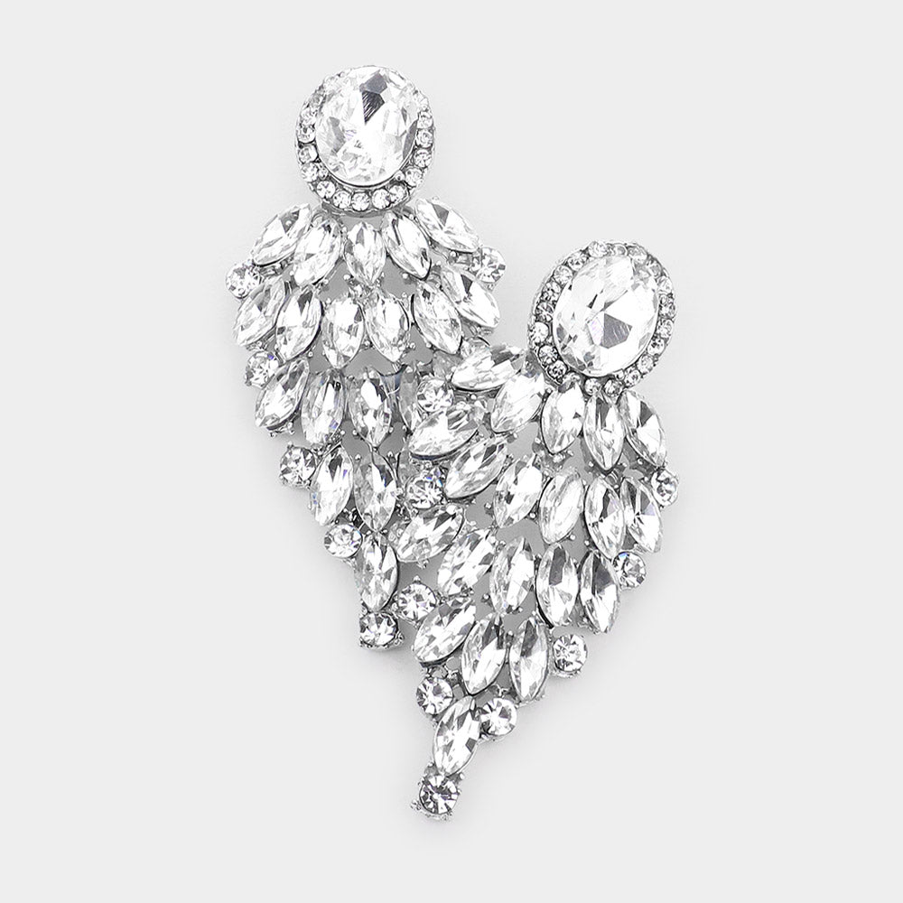 Clear Marquise Cluster Stone Pageant Earrings  | Prom Earrings