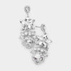 Clear  Crystal Rhinestone Floral Pageant Earrings | Prom Earrings