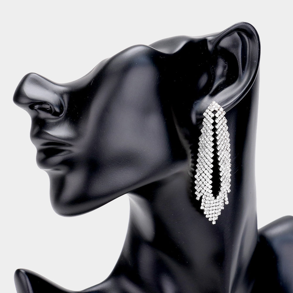 Cut out Clear Rhinestone Pageant Earrings | Prom Earrings