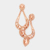 Lightweight Long Peach Crystal Chandelier Pageant Earrings 