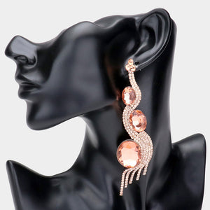 Large Peach Crystal Pageant Earrings