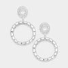 Clear Crystal Stone Hoop Earrings on Silver