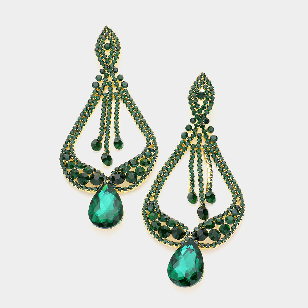 Emerald Crystal Pageant Earrings 