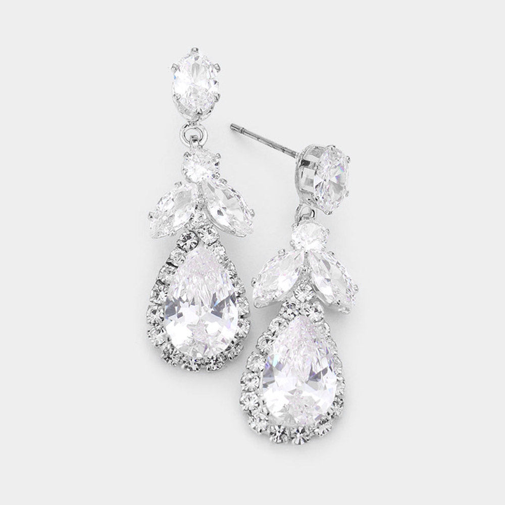 Small Clear Crystal Dangle Pageant Earrings  | Interview Earrings