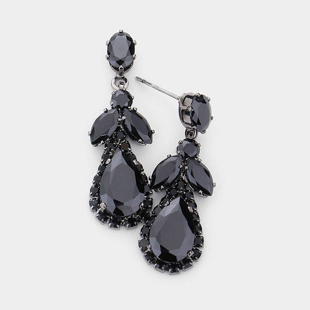 Small Black Crystal Dangle Pageant Earrings  | Interview Earrings