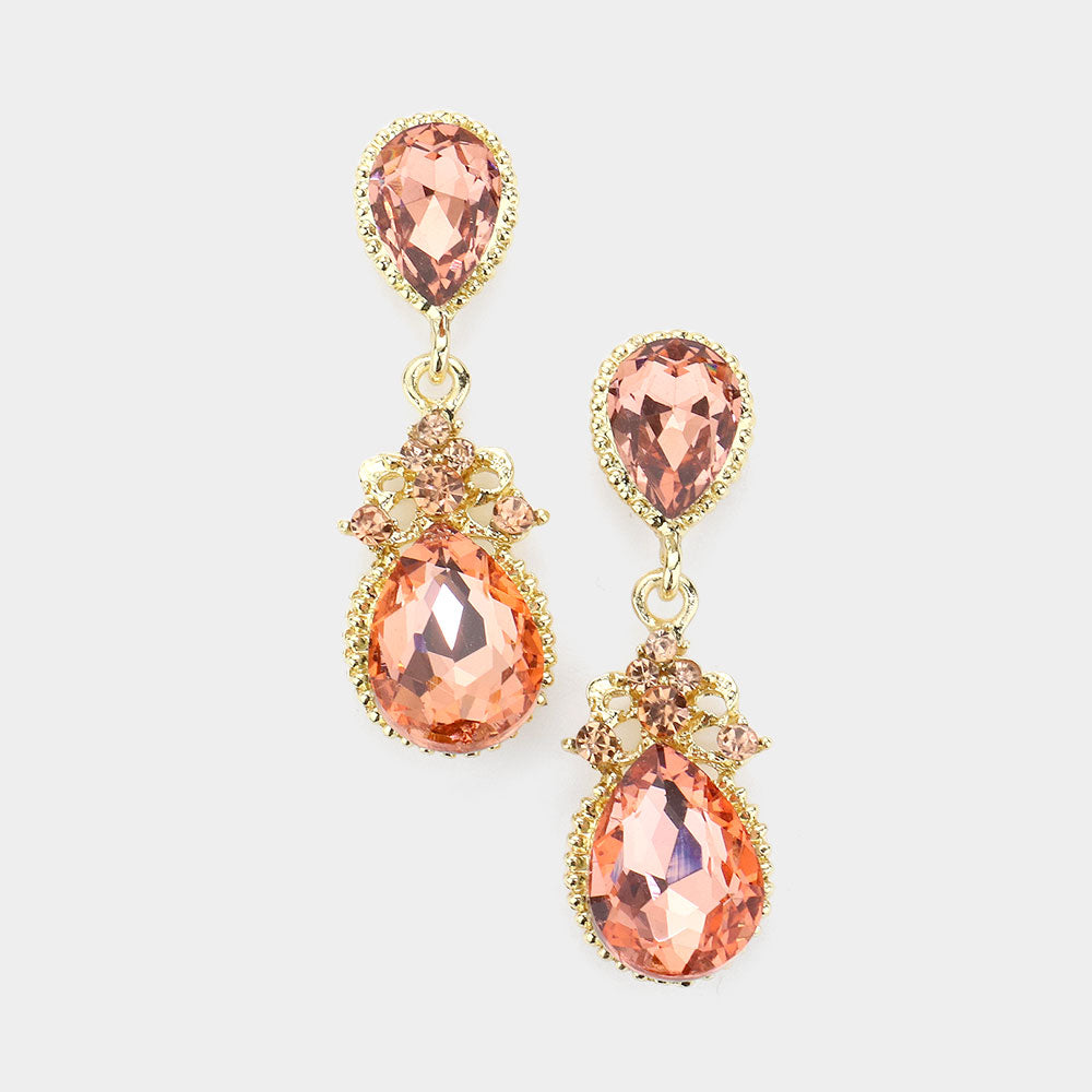 Little Girls Peach Teardrop Earrings 