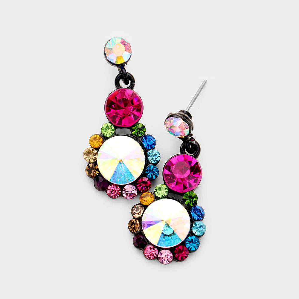 Little Girls Multi-Color Earrings on Black