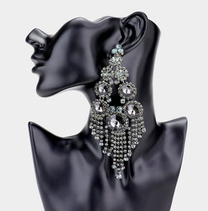 Large Black Diamond Chandelier Earrings